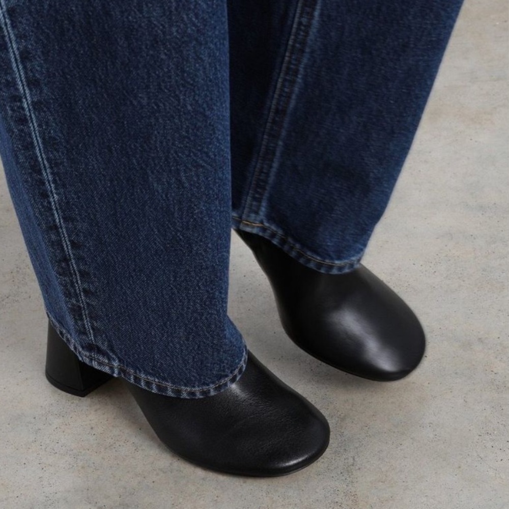 Dear Frances Black Leather Ankle Boots